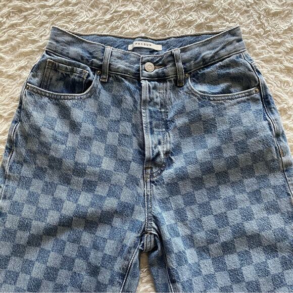 PacSun Eco Checkerboard High Waisted Straight Leg Jeans Size 26 - Picture 5 of 10